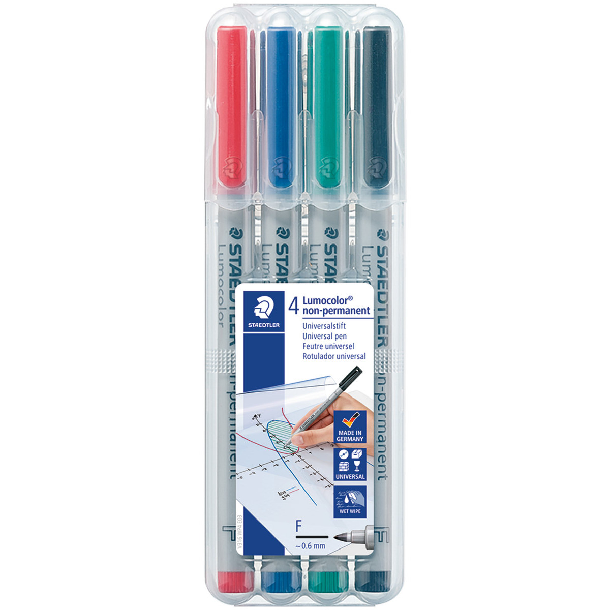 Staedtler Lumocolor Nonpermanent Pen - Fine - Assorted Colours (Pack of 4)