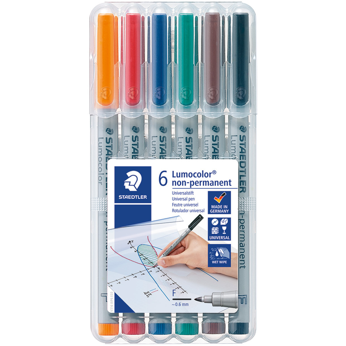 Staedtler Lumocolor Nonpermanent Pen - Fine - Assorted Colours (Pack of 6)