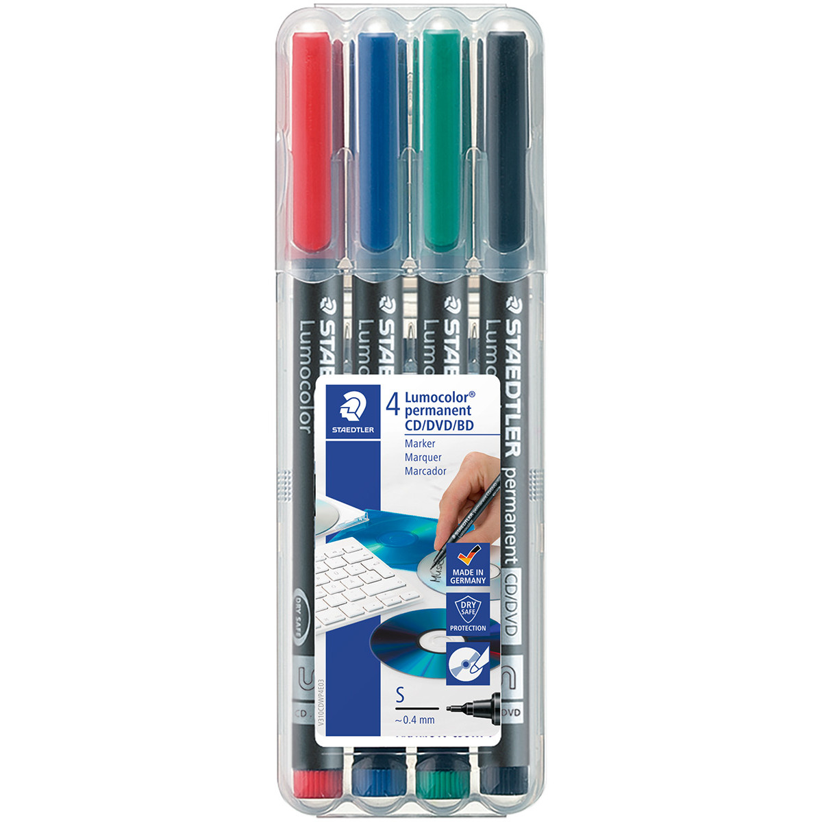 Staedtler Lumocolor Permanent CD/DVD Marker - Assorted Colours (Pack of 4)