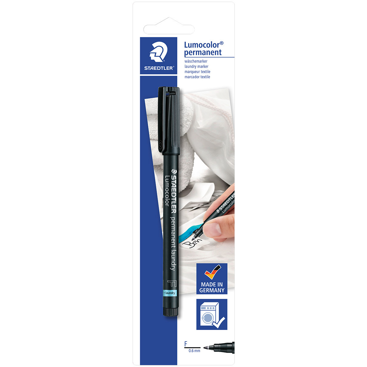 Staedtler Lumocolor Permanent Laundry Marker  - Fine - Black (Blister of 1)