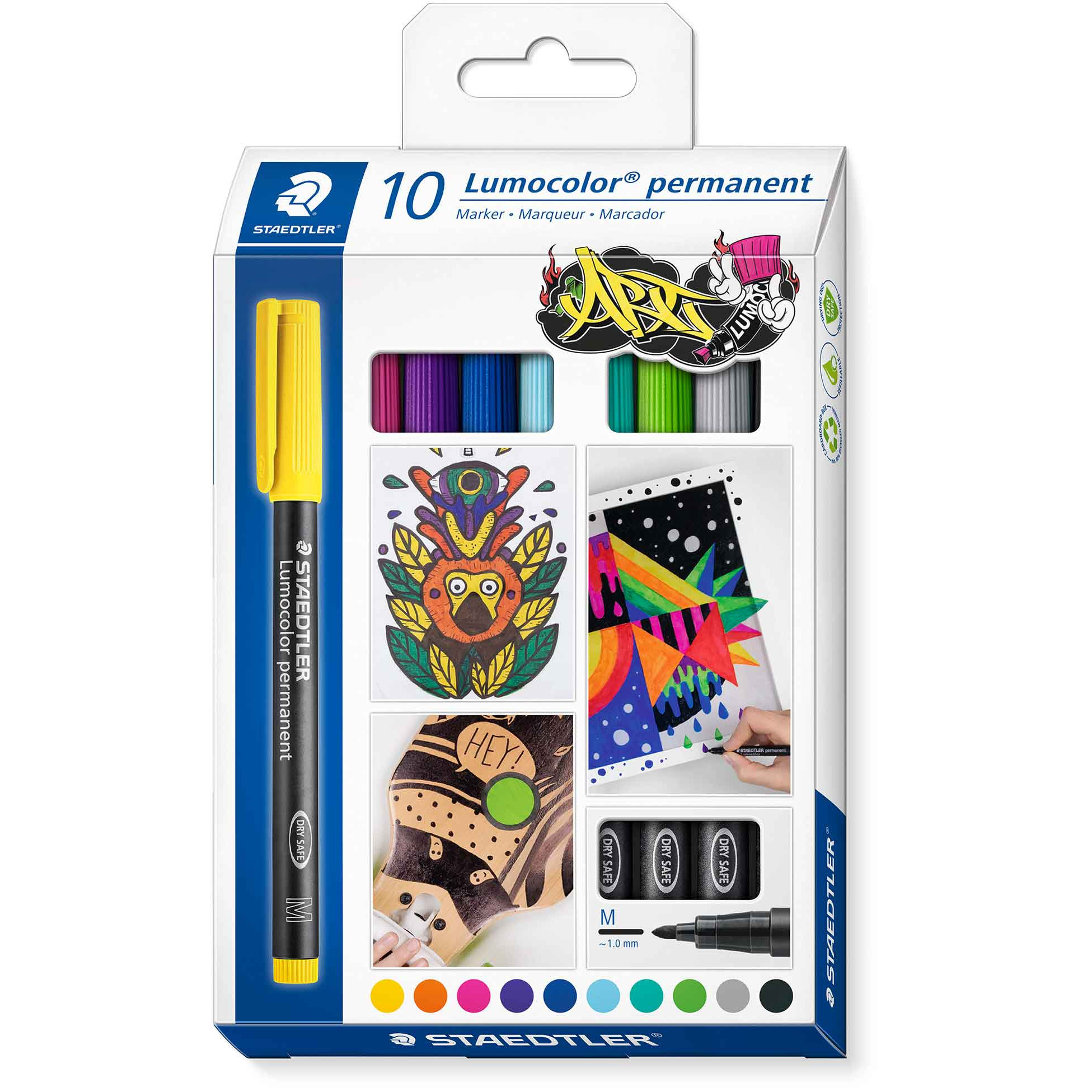 Staedtler Lumocolor Permanent Markers - Medium - Assorted Colours (Pack of 10)