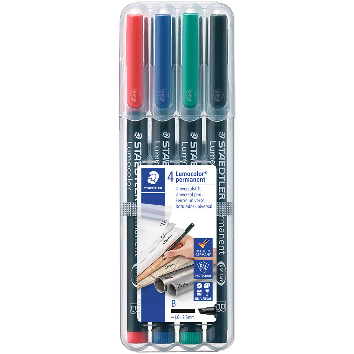 Staedtler Lumocolor Permanent Pen - Broad - Assorted Colours (Pack of 4)