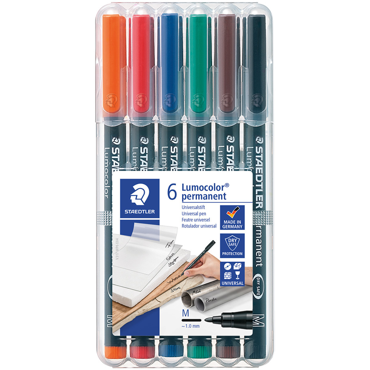 Staedtler Lumocolor Permanent Pen - Medium - Assorted Colours (Pack of 6)