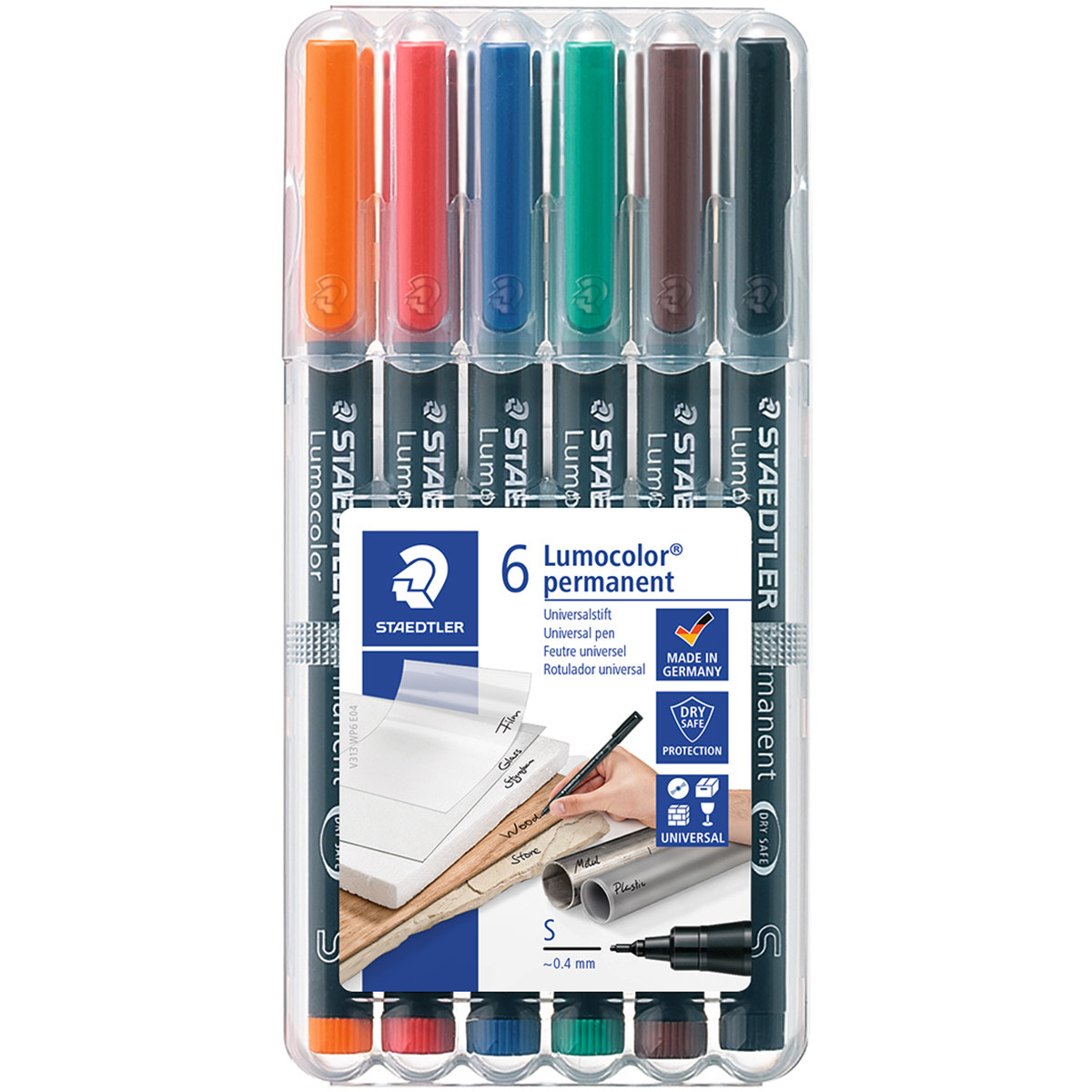 Staedtler Lumocolor Permanent Pen - Superfine - Assorted Colours (Pack of 6)