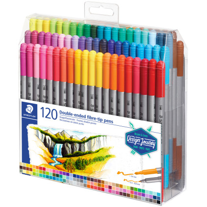 Staedtler Double Ended Fibre Tip Pens - Assorted Colours (Wallet of 120) - Picture 1