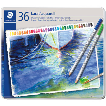 Staedtler Karat Aquarell Watercolour Pencils - Assorted Colours (Tin of 36)