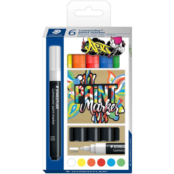 Staedtler Lumocolor Paint Markers - Assorted Colours (Pack of 6)