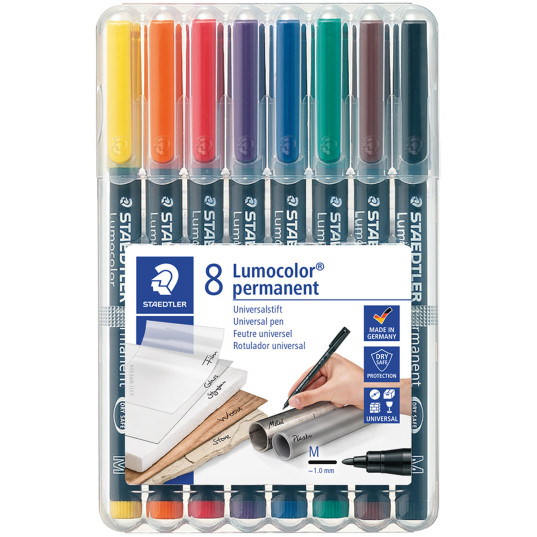 Staedtler Lumocolor Permanent Pen - Medium - Assorted Colours (Pack of 8)
