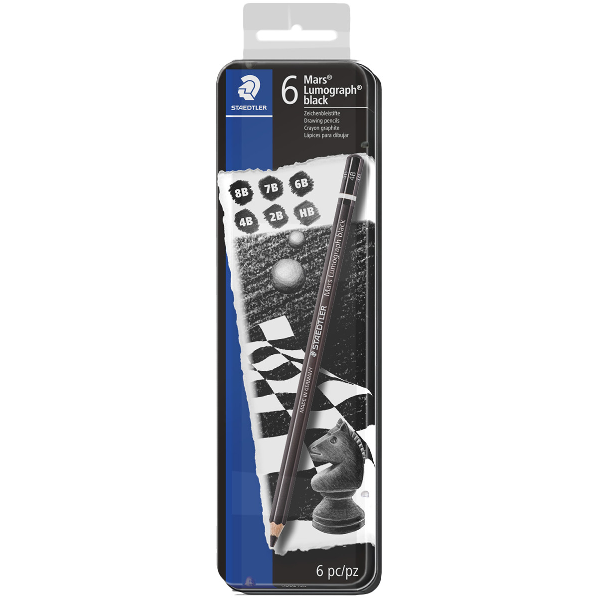 Staedtler Mars Lumograph Black Pencils - Assorted Degrees (Tin of 6)