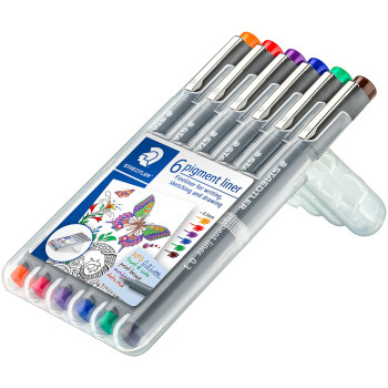 Staedtler Pigment Liner - 0.3mm - Assorted Colours (Pack of 6) - Picture 1