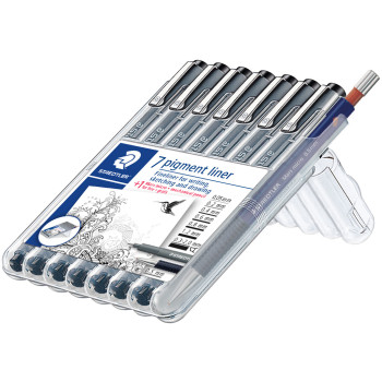 Staedtler Pigment Liner Set - Assorted Line Widths with Free Mars Micro Pencil - Picture 1