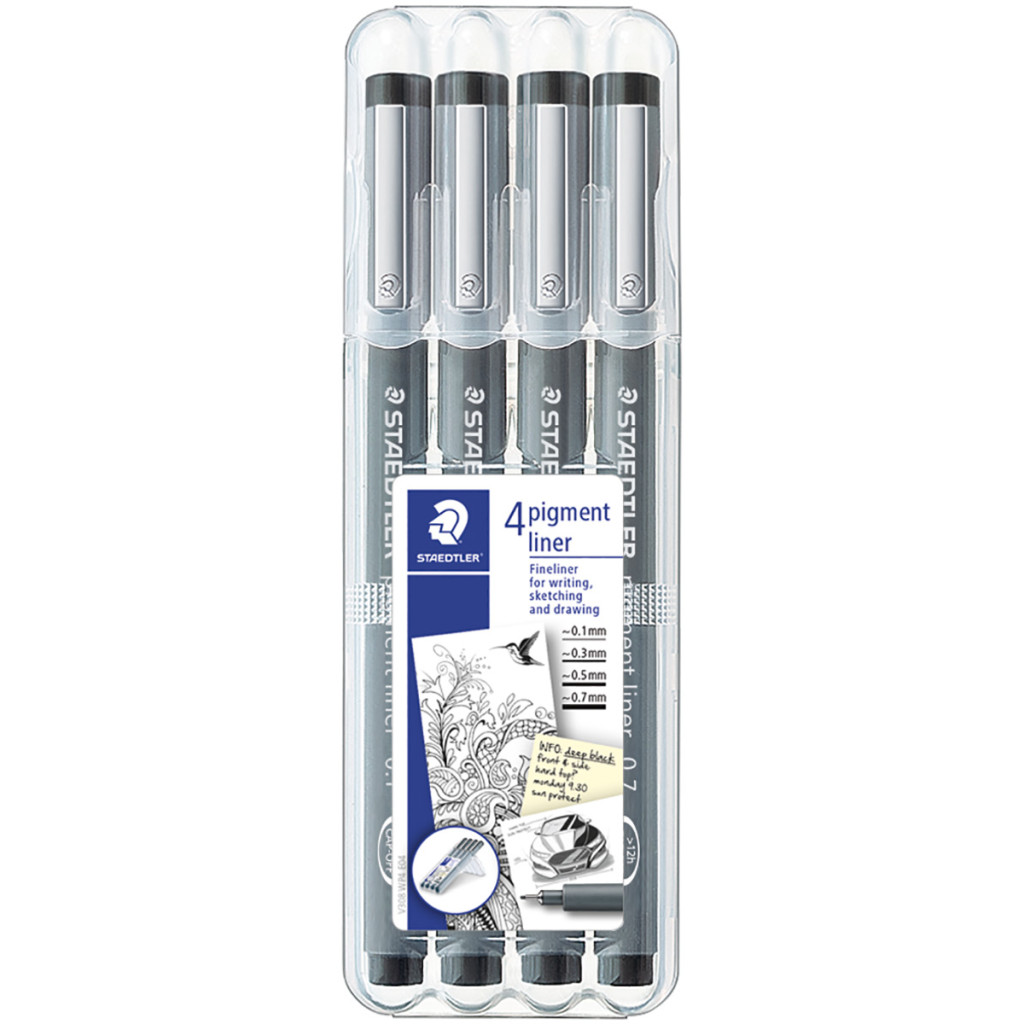 Staedtler Pigment Liners - Assorted Tip Sizes (Pack of 4)
