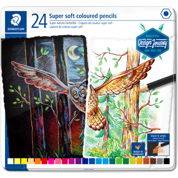 Staedtler Super Soft Colouring Pencils - Assorted Colours (Tin of 24)