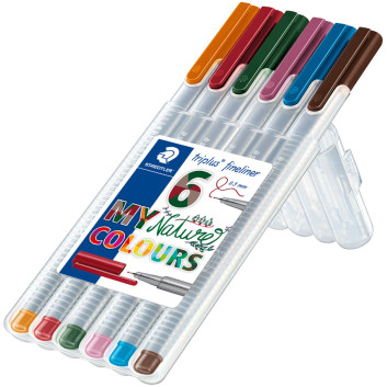 Staedtler Triplus Fineliner Pens - Assorted Nature Colours (Pack of 6) - Picture 1