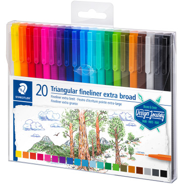 Staedtler Triplus Fineliner Pens - Extra Broad - Assorted Colours (Pack of 20) - Picture 1