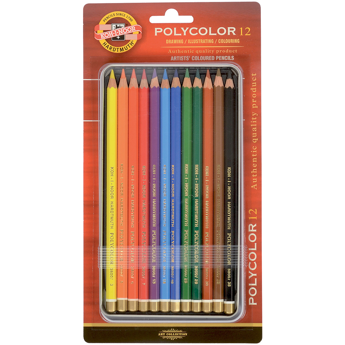 Koh-I-Noor 3822 Coloured Pencils - Assorted Colours (Blister Tin of 12)