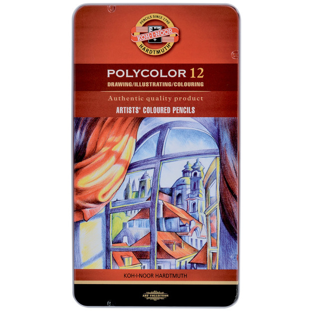 Koh-I-Noor 3822 Coloured Pencils - Assorted Colours (Tin of 12)