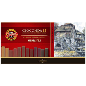 Koh-I-Noor 8122 Artist's Hard Chalks - Assorted Brown Colours (Pack of 12)