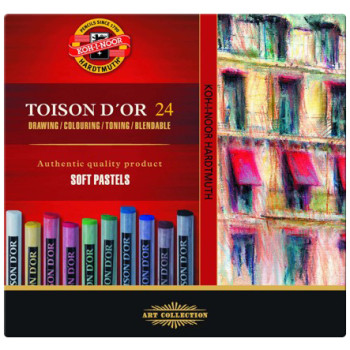 Koh-I-Noor 8514 Artist's Round Dry Chalks - Assorted Colours (Pack of 24)