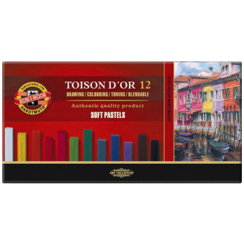 Koh-I-Noor 8582 Artist's Square Dry Chalks - Assorted Colours (Pack of 12)