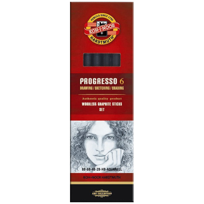 Koh-I-Noor 8915 Woodless Graphite Pencils - Assorted Gradations (Pack of 6)