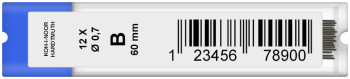 Koh-I-Noor 4162 Fine Graphite Leads - 0.7mm x 60mm - B (Tube of 12)