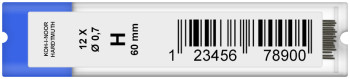 Koh-I-Noor 4162 Fine Graphite Leads - 0.7mm x 60mm - H (Tube of 12)