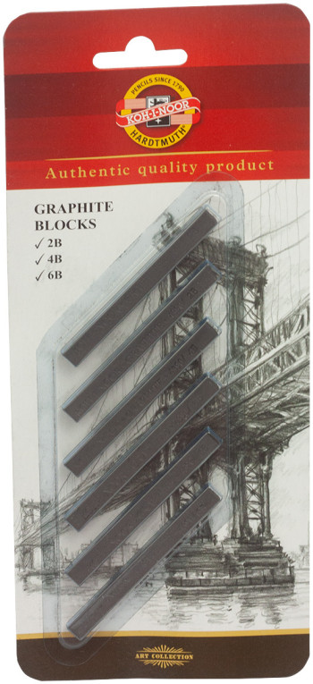 Koh-I-Noor 4390 Graphite Blocks - 7x7 - 2B/4B/6B (Blister of 6)