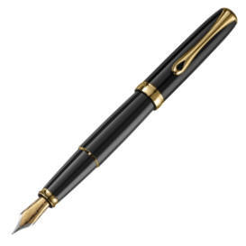 Diplomat Excellence A2 Fountain Pen - Black Lacquer Gold Trim