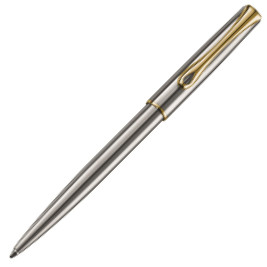 Diplomat Traveller Ballpoint Pen - Stainless Steel Gold Trim