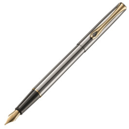Diplomat Traveller Fountain Pen - Stainless Steel Gold Trim