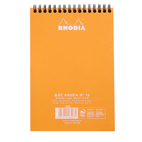 Rhodia Classic Wirebound Notepad - Large - Orange - Dotted - Picture 1