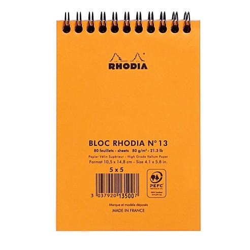 Rhodia Classic Wirebound Notepad - Medium - Orange - Squared - Picture 1