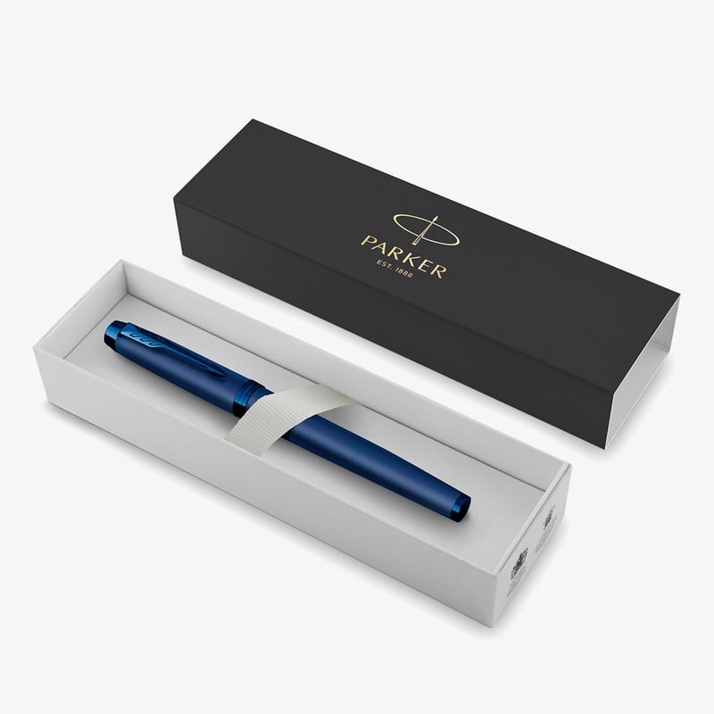 Parker IM Series Rollerball Pen Blue Barrel 0.5mm Black Ink Gold Trim Vintage