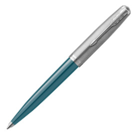 Parker 51 Ballpoint Pen - Teal Blue Resin Chrome Trim