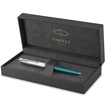 Parker 51 Ballpoint Pen - Teal Blue Resin Chrome Trim - Picture 2