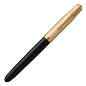 Parker 51 Fountain Pen - Black Resin Gold Trim with Solid 18K Gold Nib - Picture 1