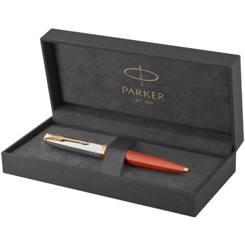Parker 51 Premium Ballpoint Pen - Red Rage Gold Trim - Picture 2