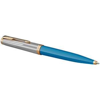 Parker 51 Premium Ballpoint Pen - Turquoise Gold Trim - Picture 1