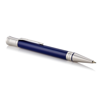 Parker Duofold Classic Ballpoint Pen - Blue & Black Chrome Trim - Picture 1