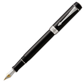 Parker Duofold Classic Fountain Pen - Centennial Black Chrome Trim
