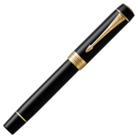 Parker Duofold Classic Fountain Pen - Centennial Black Gold Trim - Picture 1