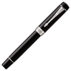 Parker Duofold Classic Fountain Pen - International Black Chrome Trim - Picture 1