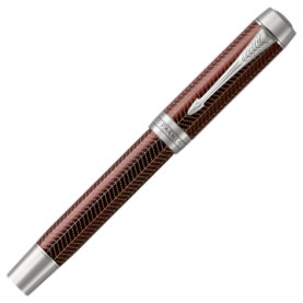 Parker Duofold Prestige Rollerball Pen - Burgundy Chevron Chrome Trim - Picture 1