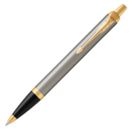 Parker IM Ballpoint Pen - Brushed Metal Gold Trim