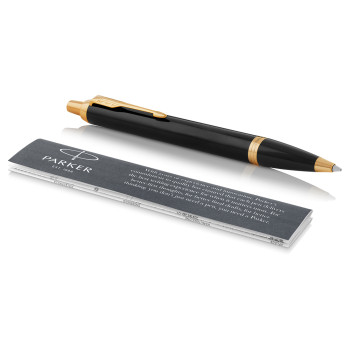 Parker IM Ballpoint Pen - Gloss Black Gold Trim - Picture 1