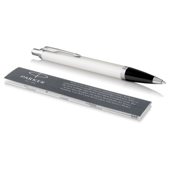 Parker IM Ballpoint Pen - White Chrome Trim - Picture 1