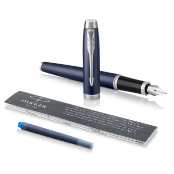 Parker IM Fountain Pen - Blue Lacquer Chrome Trim - Picture 2