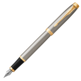 Parker IM Fountain Pen - Brushed Metal Gold Trim