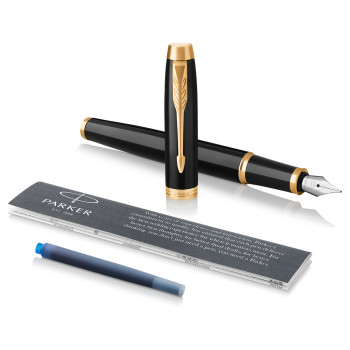 Parker IM Fountain Pen - Gloss Black Gold Trim - Picture 2